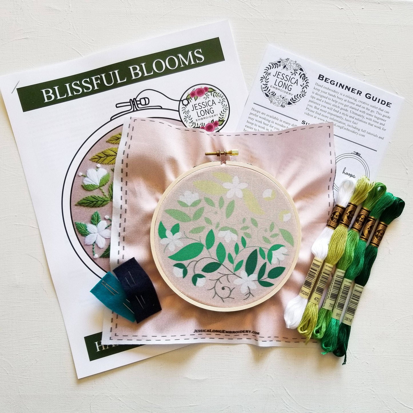 Jessica Long Embroidery - Blissful Blooms Beginner Embroidery Kit