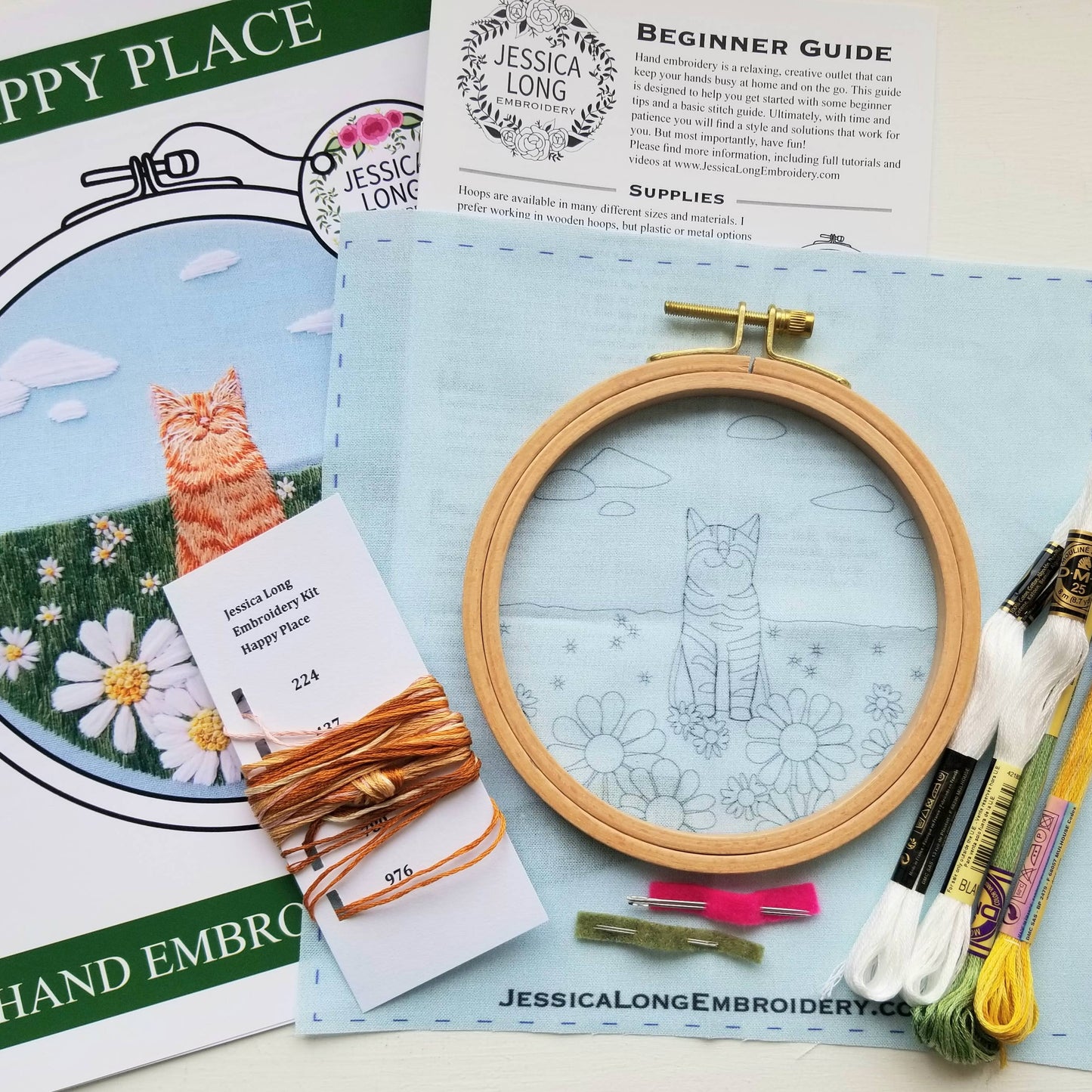 Jessica Long Embroidery - Happy Cat Embroidery Kit