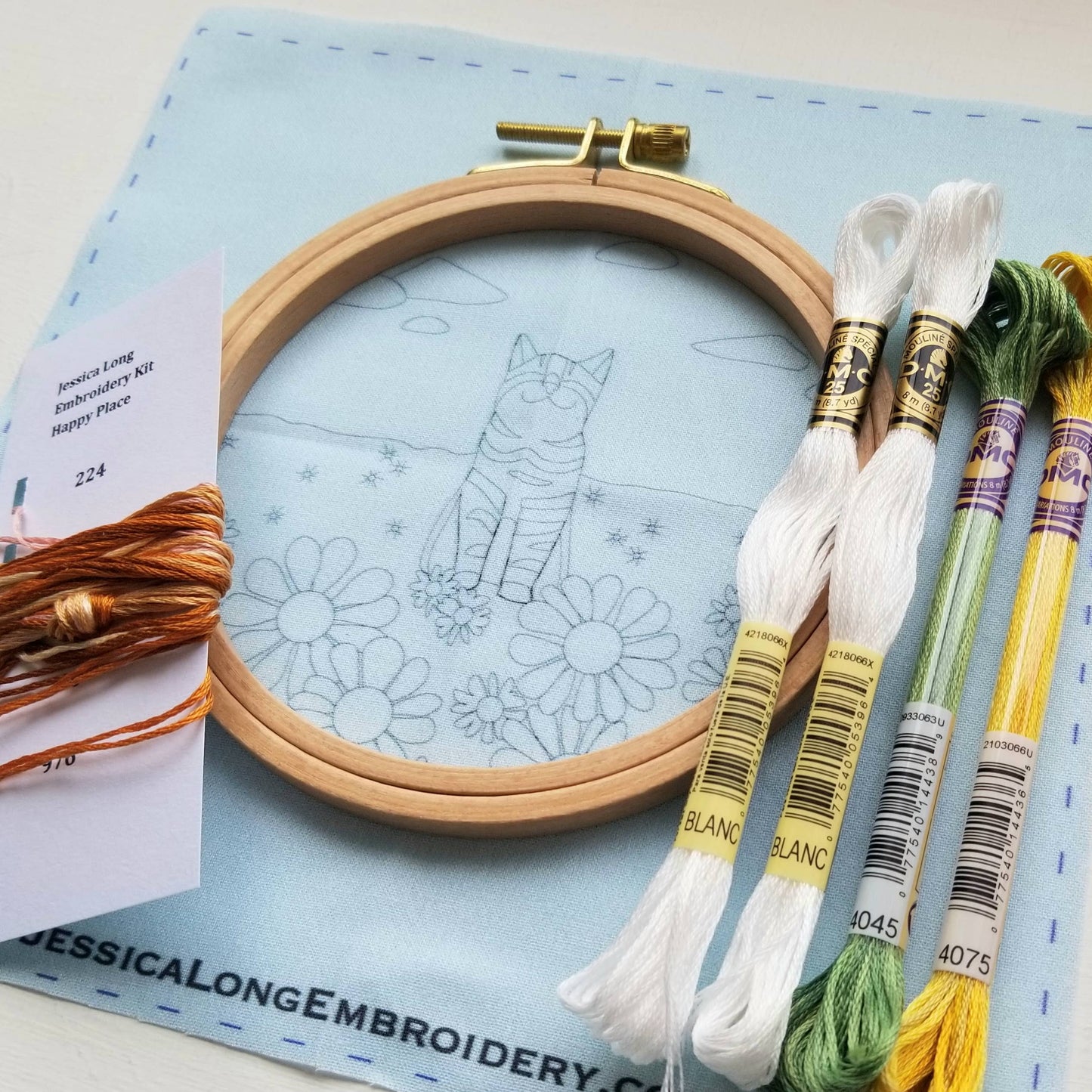 Jessica Long Embroidery - Happy Cat Embroidery Kit